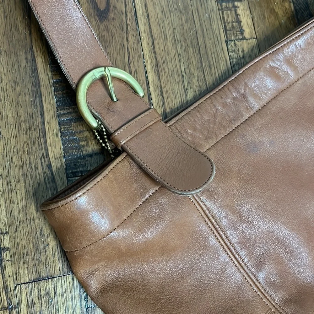 VTG COACH tote bucket bag naturally aged brown leather DYI beauty flawed gem - Picture 9 of 17